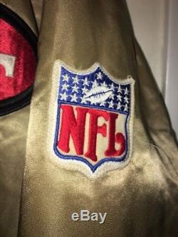 Vintage SF San Francisco 49ers GOLD Black Reversible Satin Jacket STARTER M