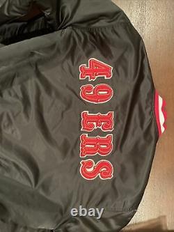 Vintage STARTER NFL SF San Francisco 49ers Black Satin Jacket Size Large