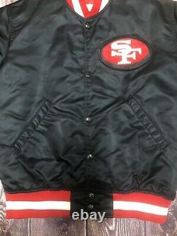 Vintage STARTER NFL SF San Francisco 49ers Black Satin Jacket Size Medium EUC