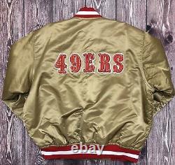 Vintage STARTER NFL SF San Francisco 49ers Gold Satin Jacket Size XXL EUC