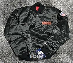 Vintage STARTER NFL San Francisco 49ers 80's 90's Black Satin Jacket Medium NWT