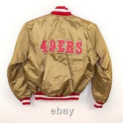 Vintage STARTER NFL San Francisco 49ers Satin Gold Bomber Jacket XL NEAR MINT