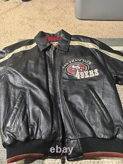 Vintage San Francisco 49ERS Genuine Leather Carl Banks Jacket Large