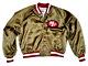 Vintage San Francisco 49ers Chalk Line Gold Satin Bomber Jacket Plain Back Sz XL