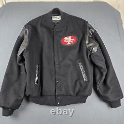 Vintage San Francisco 49ers Chalk Line Letterman Style Leather Wool Jacket Large