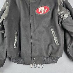 Vintage San Francisco 49ers Chalk Line Letterman Style Leather Wool Jacket Large