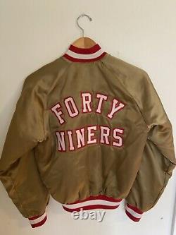 Vintage San Francisco 49ers Chalkline 1980s Gold Satin Bomber Jacket