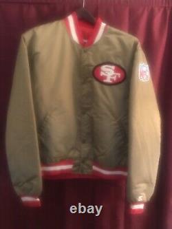 Vintage San Francisco 49ers Gold Starter Satin Jacket Men Large BACK SpellOut