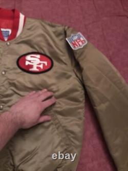 Vintage San Francisco 49ers Gold Starter Satin Jacket Men Large BACK SpellOut