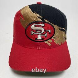 Vintage San Francisco 49ers Hat Cap Splash LOGO ATHLETIC Black Dome NFL Snapback