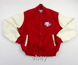 Vintage San Francisco 49ers Jacket Mens Large Red Letterman 90s Chalk Line RARE