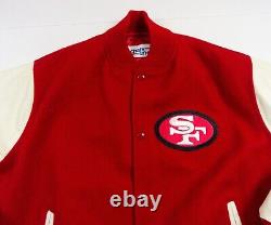 Vintage San Francisco 49ers Jacket Mens Large Red Letterman 90s Chalk Line RARE