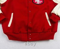 Vintage San Francisco 49ers Jacket Mens Large Red Letterman 90s Chalk Line RARE