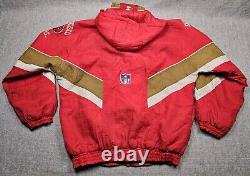 Vintage San Francisco 49ers Jacket Mens XL Starter Hooded Puffer NFL 90s