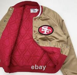 Vintage San Francisco 49ers NFL Football Gold Satin Chalk Line Jacket M