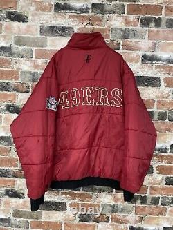 Vintage San Francisco 49ers Reversible Puffer Jacket Mens 2XL Pro Player 90s NFL