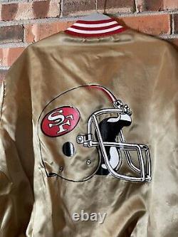 Vintage San Francisco 49ers Satin Jacket Gold 80s Bomber Swingster Size L
