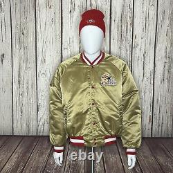 Vintage San Francisco 49ers Satin Jacket Gold Chalk Line Bomber Chalkline Large