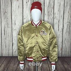 Vintage San Francisco 49ers Satin Jacket Gold Chalk Line Bomber Chalkline Large