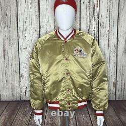 Vintage San Francisco 49ers Satin Jacket Gold Chalk Line Bomber Chalkline Large