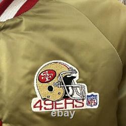 Vintage San Francisco 49ers Satin Jacket Gold Chalk Line Bomber Chalkline Large