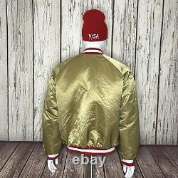 Vintage San Francisco 49ers Satin Jacket Gold Chalk Line Bomber Chalkline Large