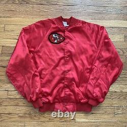 Vintage San Francisco 49ers Satin Jacket Size Large Red 80s Rare Patched NFL