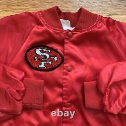 Vintage San Francisco 49ers Satin Jacket Size Large Red 80s Rare Patched NFL