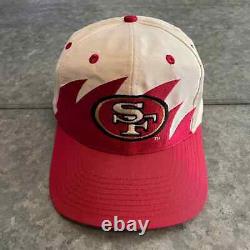 Vintage San Francisco 49ers Sharktooth Logo 7 Snapback Hat White Red Taiwan ROC