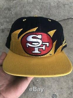Vintage San Francisco 49ers Sharktooth Snapback Hat Black Dome Rare Yellow Boot