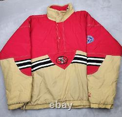 Vintage San Francisco 49ers Starter Jacket Men XL Pullover Coat 90s Y2K Red Gold