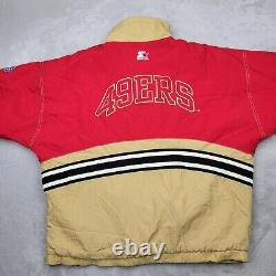 Vintage San Francisco 49ers Starter Jacket Men XL Pullover Coat 90s Y2K Red Gold