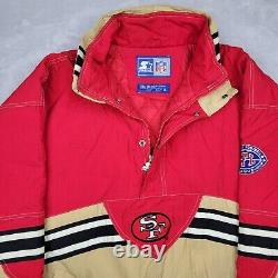 Vintage San Francisco 49ers Starter Jacket Men XL Pullover Coat 90s Y2K Red Gold