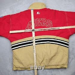 Vintage San Francisco 49ers Starter Jacket Men XL Pullover Coat 90s Y2K Red Gold