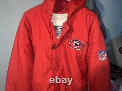 Vintage San Francisco 49ers Starter Jacket Mens Medium Red Full Zip Hood