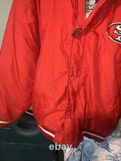 Vintage San Francisco 49ers Starter Jacket Mens Medium Red Full Zip Hood