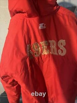 Vintage San Francisco 49ers Starter Jacket Mens Medium Red Full Zip Hood