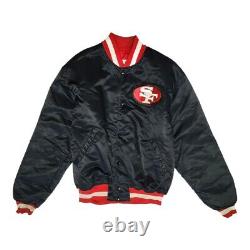 Vintage San Francisco 49ers Starter NFL Black Satin Jacket Forty Niners XL Coat