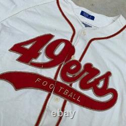 Vintage San Francisco 49ers Throwback Baseball Starter Jersey Large NFL EUC Joe