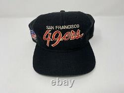 Vintage Sports Specialties San Francisco 49ers Script Snapback Black Dome NFL
