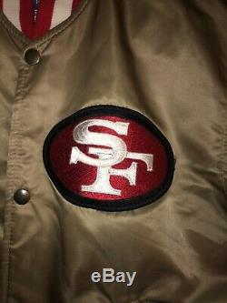 Vtg 1980's SF 49ERS Gold Satin Starter Jacket Pro Team Edition Adult Small USA