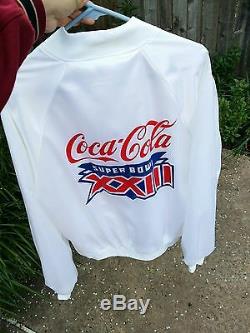 Vtg 80s Coca Cola Super Bowl 23 XXIII White Satin Stadium Jacket Nos Rare 49ers