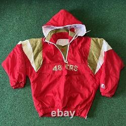 Vtg 90s Starter Jacket Mens M Pullover 1/3 Zip San Francisco 49ers NFL Football