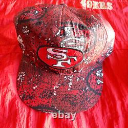 Vtg San Francisco 49ers All Over Print Jacket Snapback Hat XL Apex One NFL Rare