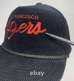 Vtg San Francisco 49ers Youngan Headwear Corduroy Snapback Slide Hat SF Niners