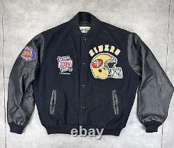 Vtg chalk line san francisco 49ers varsity jacket mens L black 1990 Super Bowl