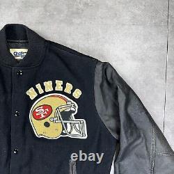 Vtg chalk line san francisco 49ers varsity jacket mens L black 1990 Super Bowl