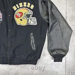 Vtg chalk line san francisco 49ers varsity jacket mens L black 1990 Super Bowl