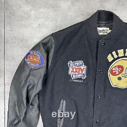 Vtg chalk line san francisco 49ers varsity jacket mens L black 1990 Super Bowl