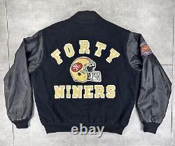 Vtg chalk line san francisco 49ers varsity jacket mens L black 1990 Super Bowl